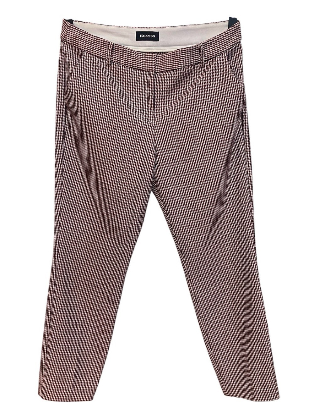 Express Columnist Ankle Mid Rise Stretch
Pants Houndstooth Brown/Red Size 12